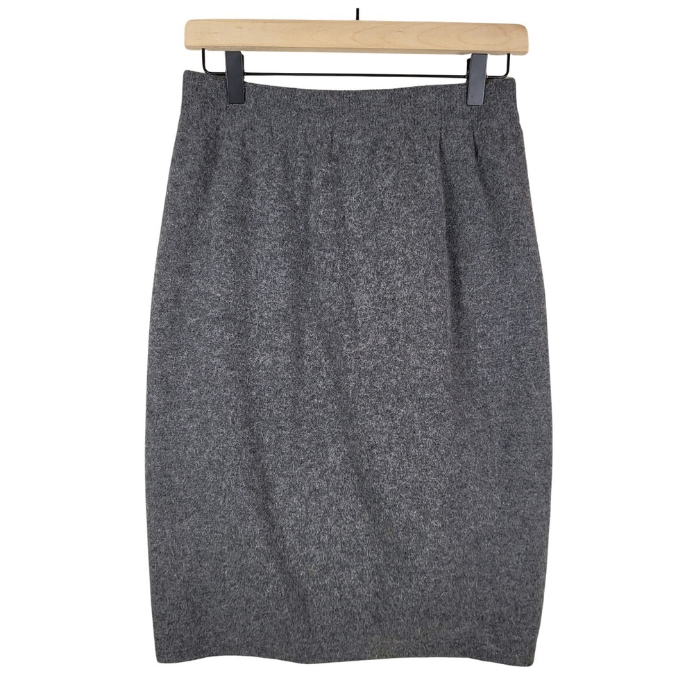 Vintage 90S Bias‎ Cut Midi Skirt Size M Angora Wool Gray Dark Academia